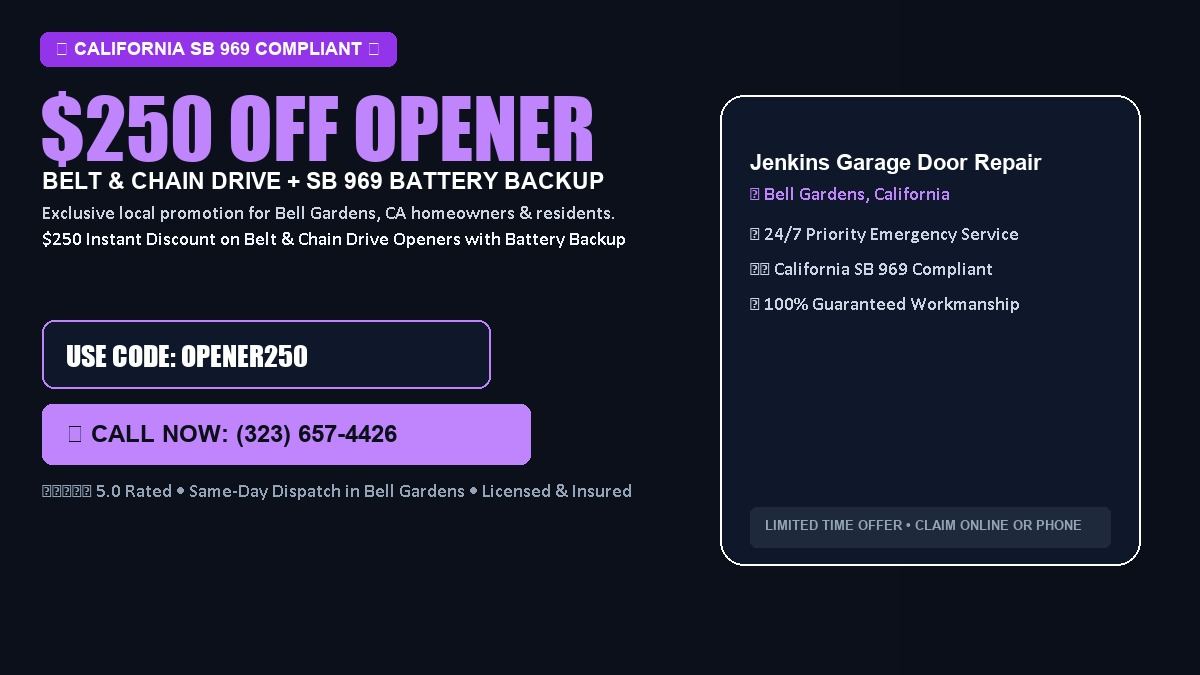Jenkins Garage Door Repair $250 OFF Premium LiftMaster Opener Installation in Bell Gardens, CA