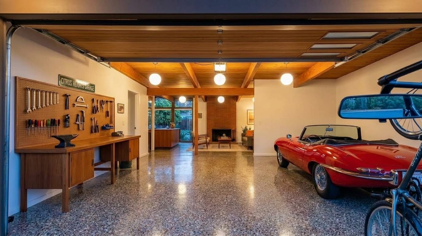 Jenkins Garage Door Repair Interior View of Custom Garage Door Overhead and Workshop